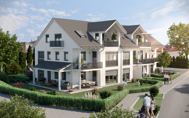3d-Visualisierung eines Mehrfamilienhauses in Gersthofen.
